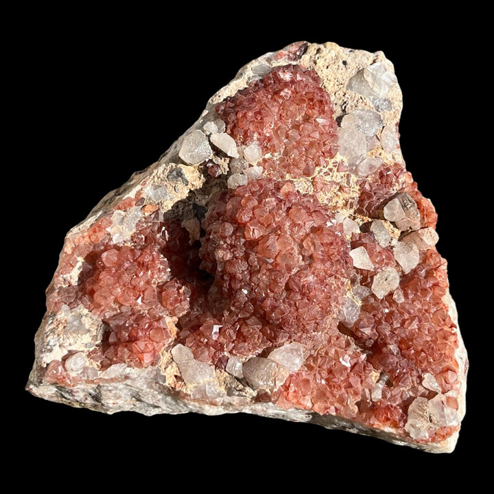 Quartz hématoide rouge avec calcite Maroc