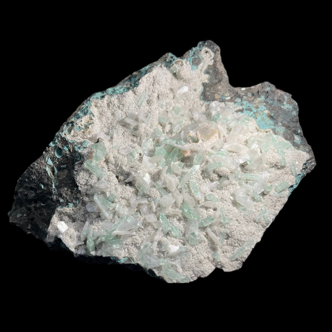 Apophylite verte stilbite et calcite