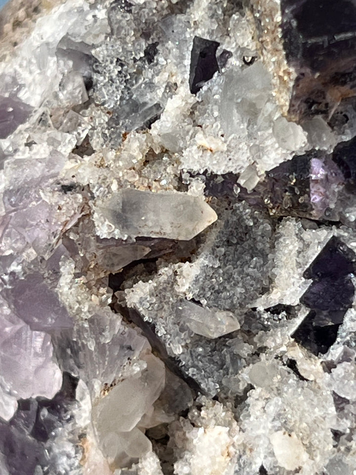Fluorite violette baryte, quartz herkimer pseudo La Cabana berbes Espagne 21x18 cm