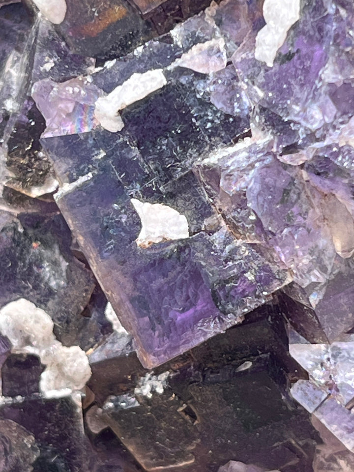 Fluorite violette baryte, quartz herkimer pseudo La Cabana berbes Espagne 21x18 cm