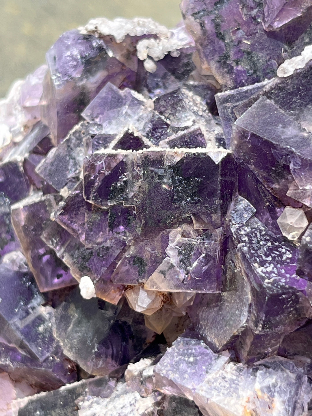 Fluorite violette baryte, quartz herkimer pseudo La Cabana berbes Espagne 21x18 cm