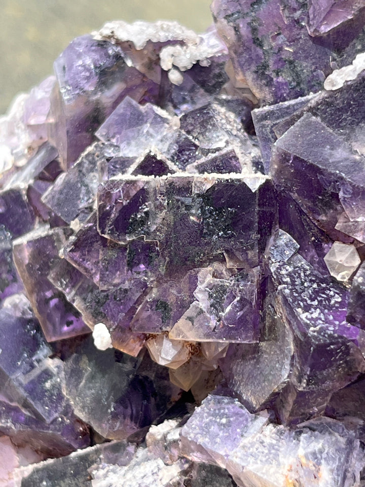 Fluorite violette baryte, quartz herkimer pseudo La Cabana berbes Espagne 21x18 cm