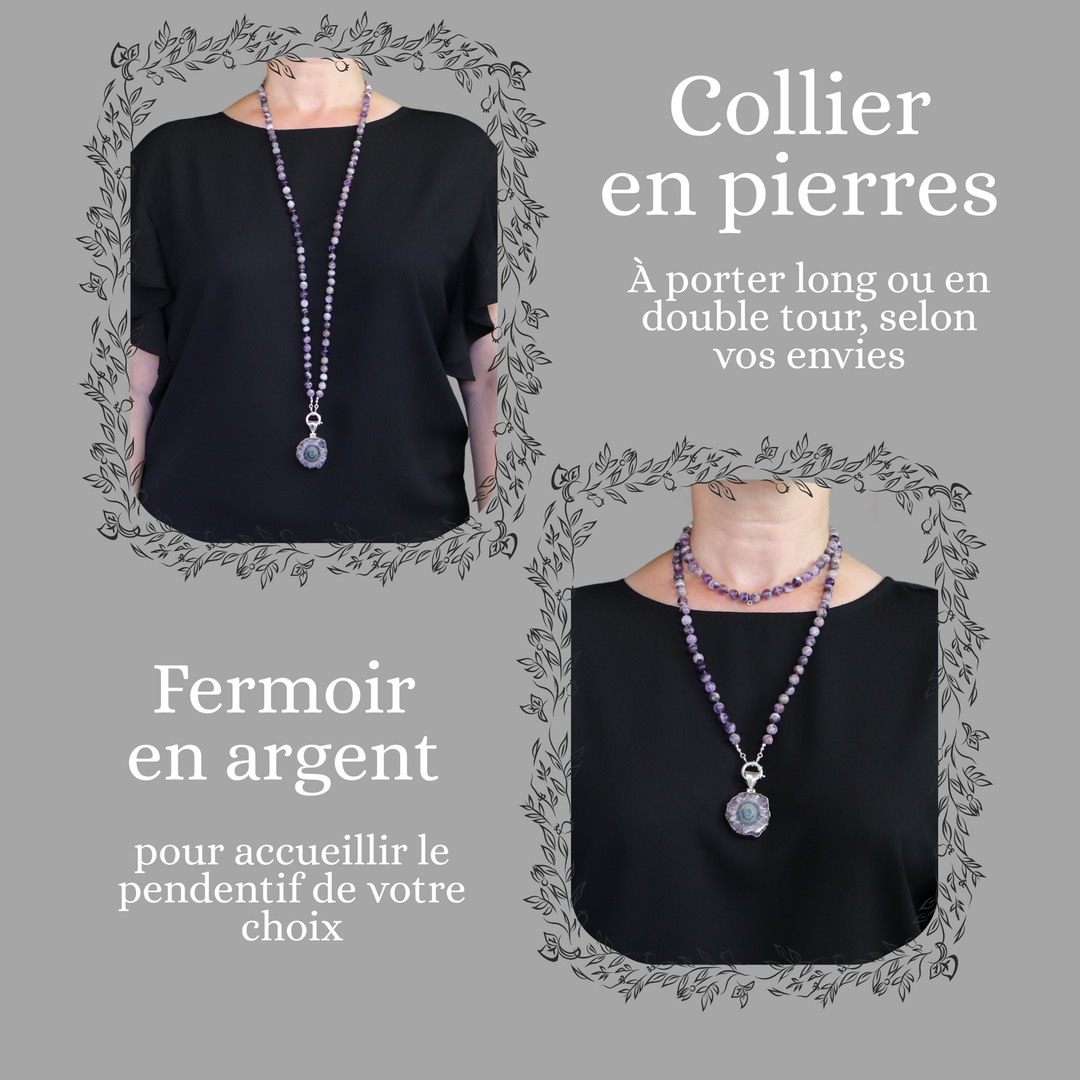 Collier MALA et Pendentif en améthyste