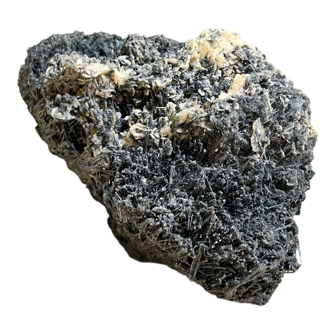 Stibnite avec rosettes de baryte Herja mine, Maramures, Roumanie 1,3kg