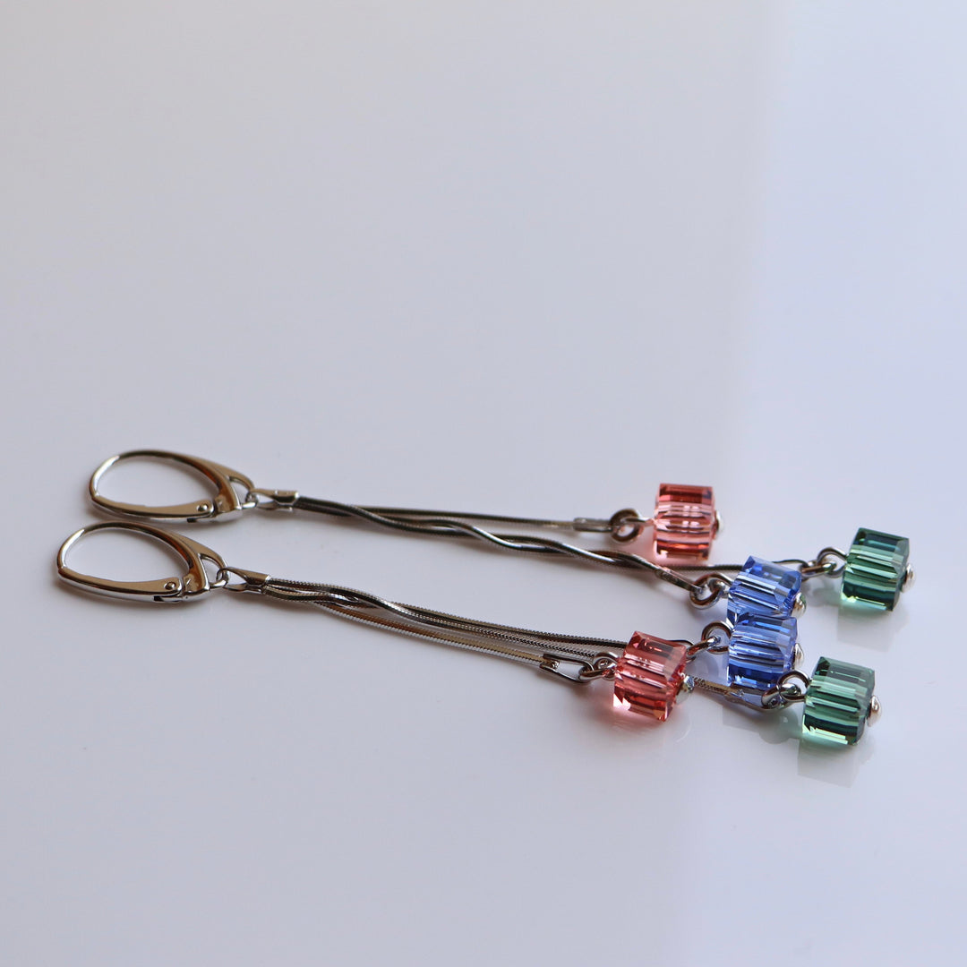 Boucles d'oreilles avec cristaux Swarovski, argent rhodié, cristal, CANDICE, Modèle A