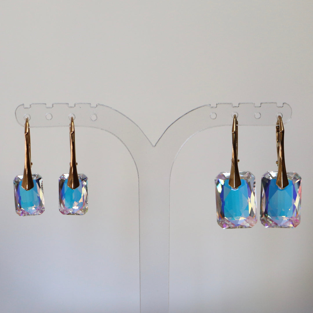 Pendentif avec cristaux Swarovski, cristal AB, argent doré, NOEMIE