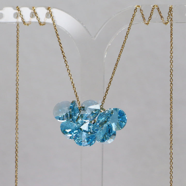 Boucles d'oreilles avec cristaux Swarovski, bleu aquamarine, 202, argent doré, MARGOT
