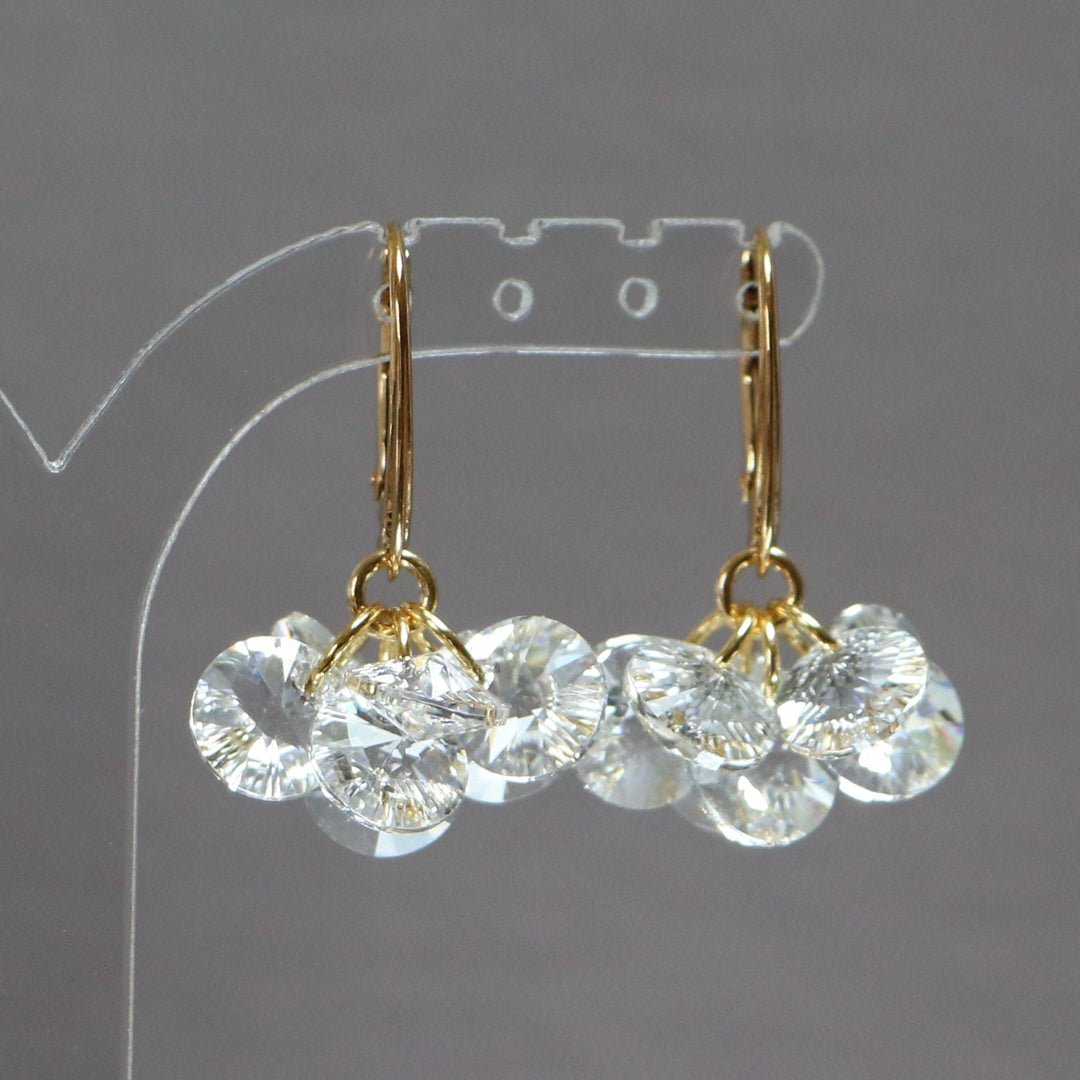Boucles d'oreilles avec cristaux Swarovski, cristal, argent doré, MARGOT