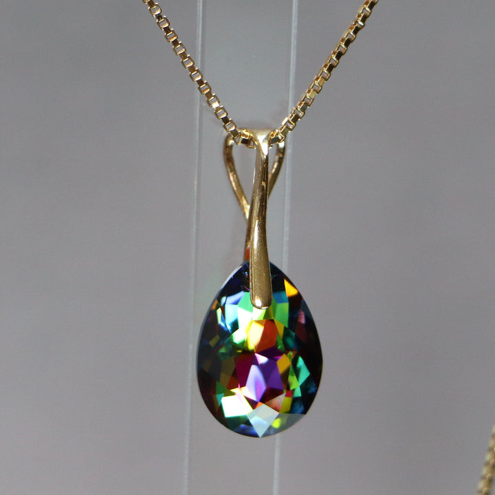 Pendentif avec cristaux Swarovski, argent doré, cristal VM, KATE