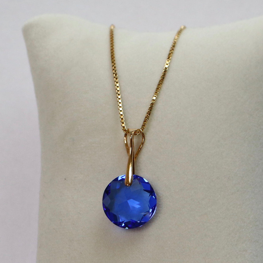 Pendentif, cristaux Swarovski, argent doré, bleu, BONBON