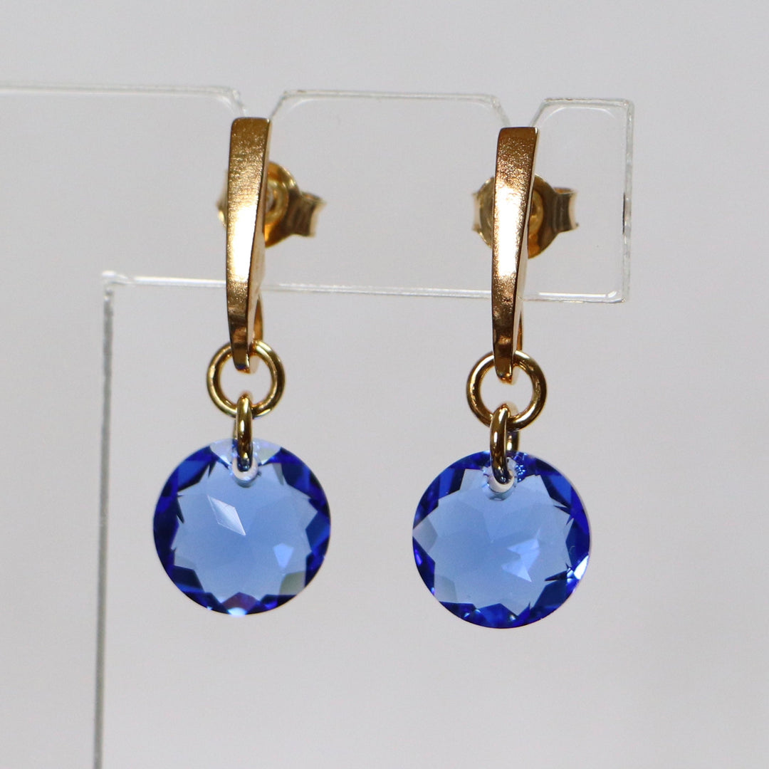 Pendentif, cristaux Swarovski, argent doré, bleu, BONBON