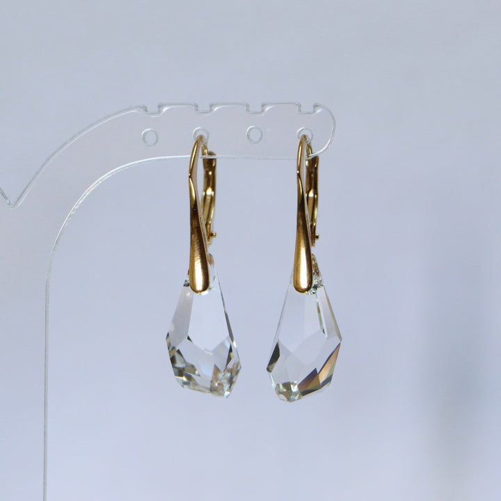 Boucles d'oreilles, cristaux Swarovski, argent doré, cristal, POLY