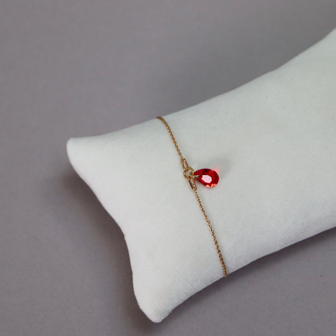 Boucles d'oreilles avec cristaux Swarovski, argent doré, rouge, KATE
