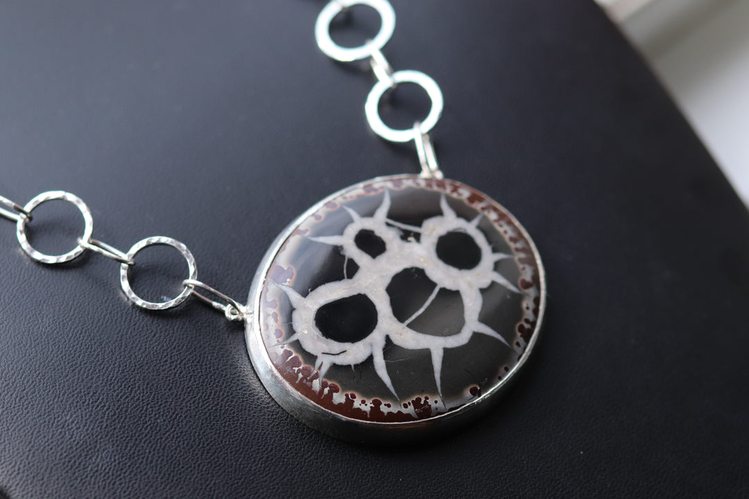 Halskette mit Septarien, 925er Silber