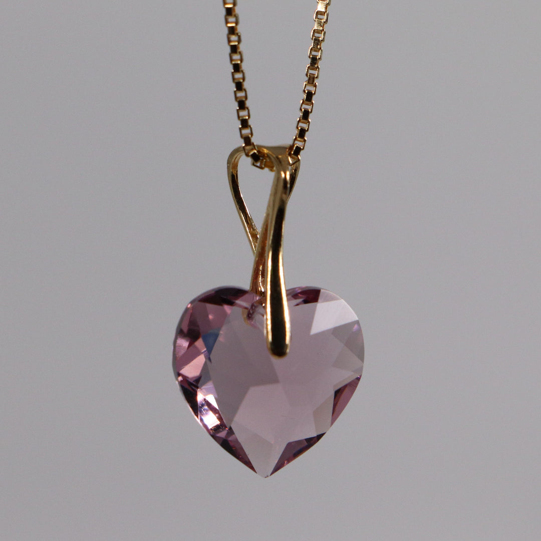 Collier avec cristaux Swarovski, mauve clair, argent, HEART