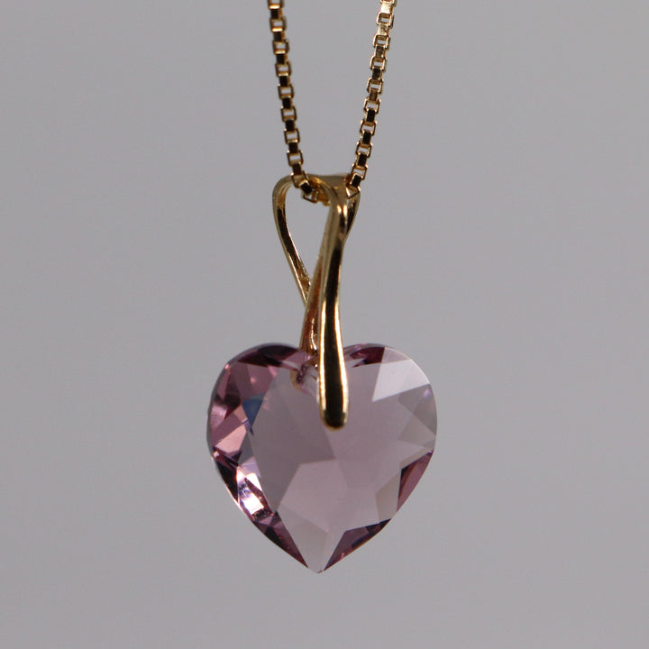 Collier avec cristaux Swarovski, mauve clair, argent, HEART
