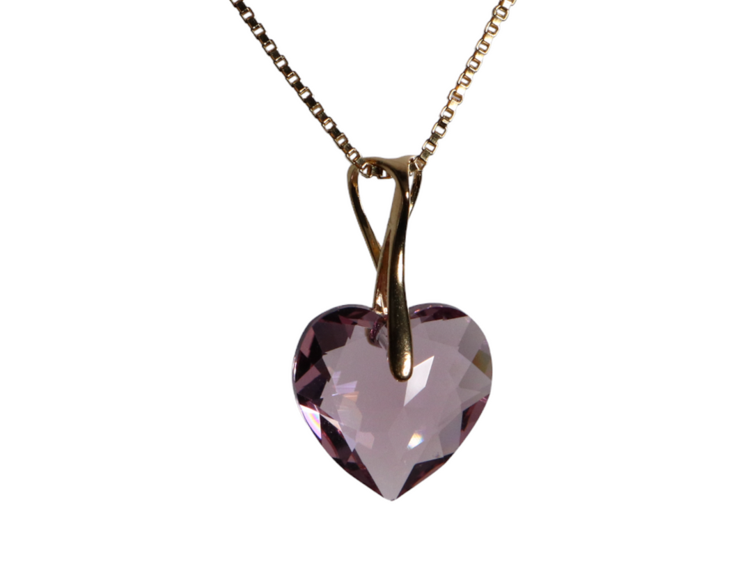 Collier avec cristaux Swarovski, mauve clair, argent, HEART