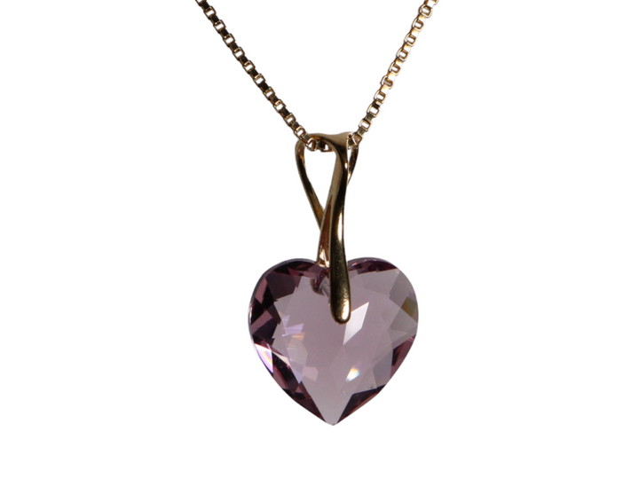 Collier avec cristaux Swarovski, mauve clair, argent, HEART