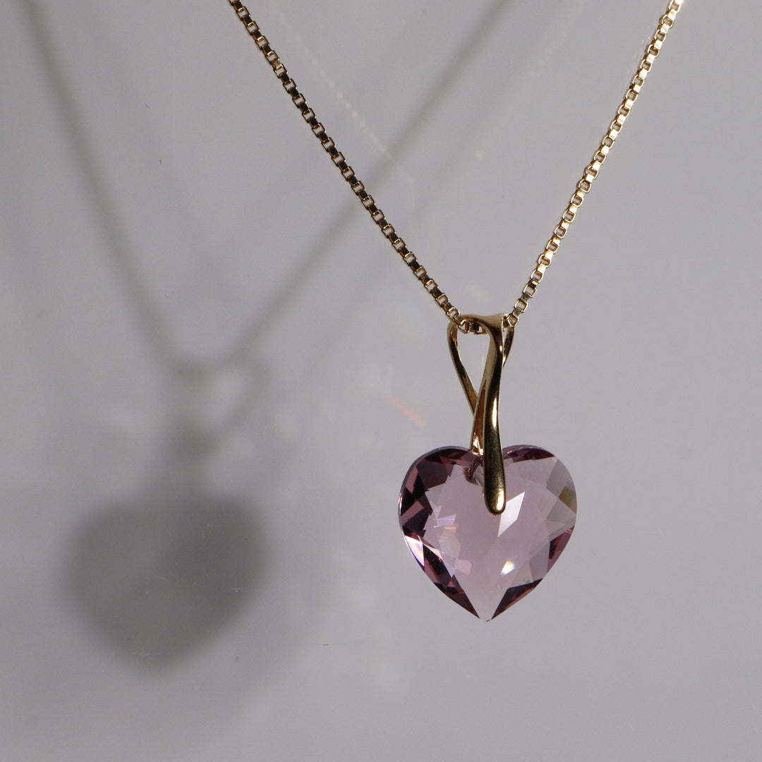 Collier avec cristaux Swarovski, mauve clair, argent, HEART
