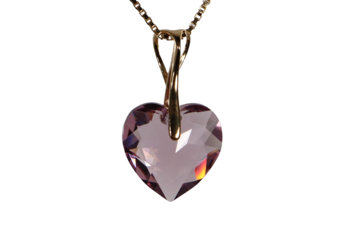 Collier avec cristaux Swarovski, mauve clair, argent, HEART