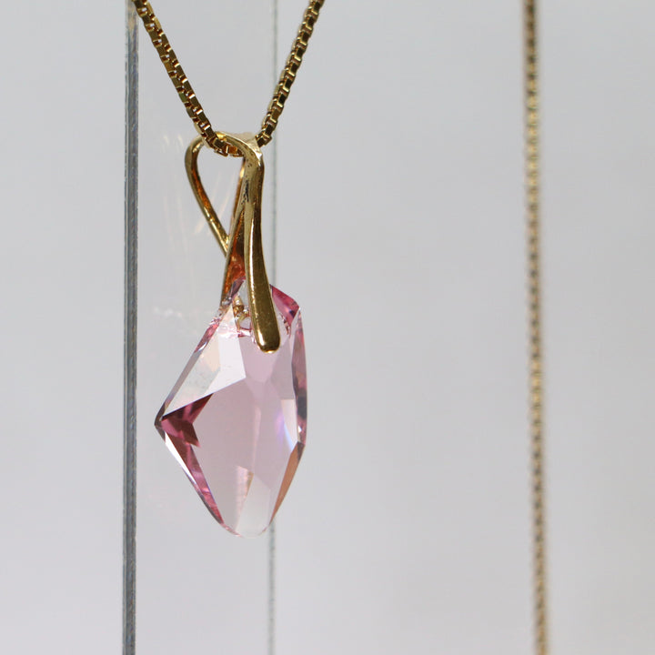 Anhänger, Swarovski Kristalle, Silber vergoldet, hellrosa, ALICIA