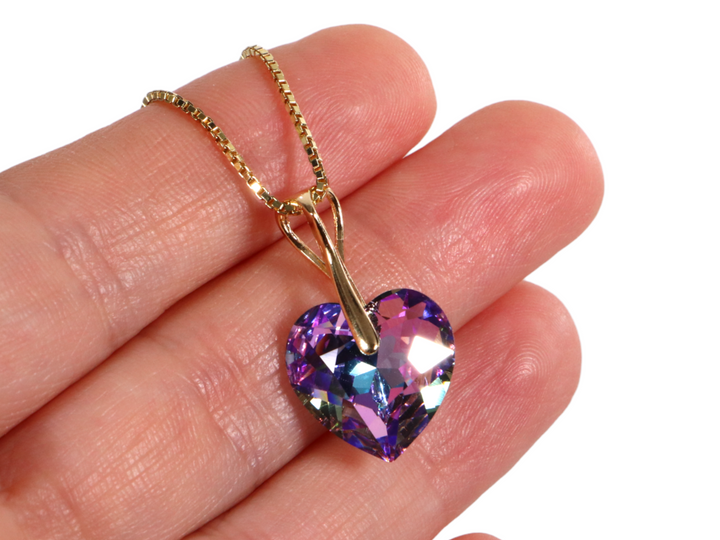 Collier avec cristaux Swarovski, VLT, argent, HEART
