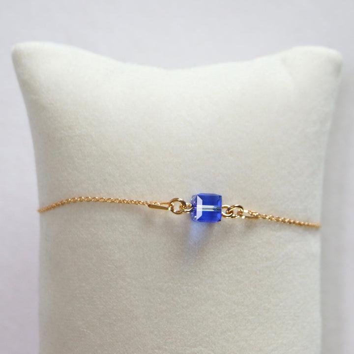 Boucles d'oreilles avec cristaux Swarovski, bleu, argent doré, CARRE