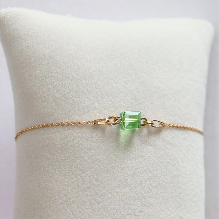 Bracelet  avec cristaux Swarovski, vert olive, argent doré, CARRE