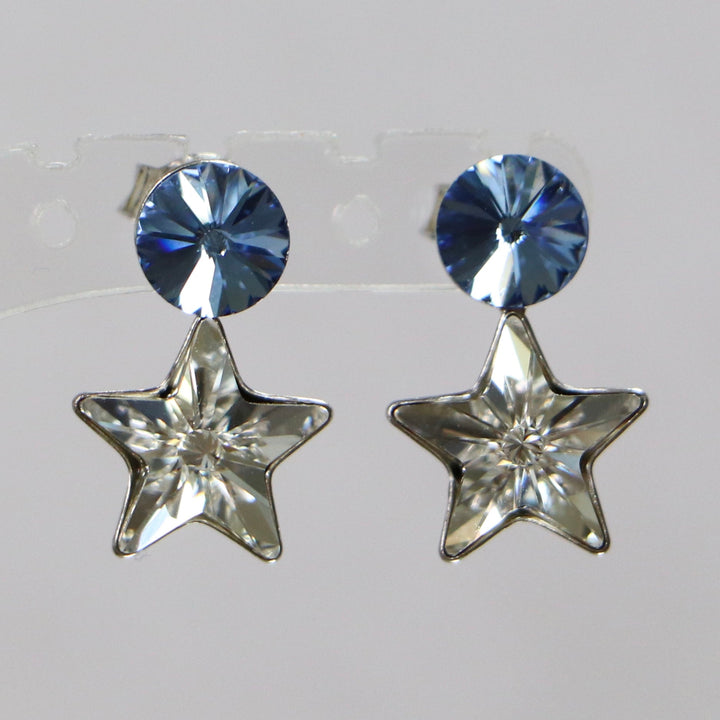 Boucles d'oreilles avec cristaux Swarovski, collection SEVER, cristal/bleu, argent rhodié