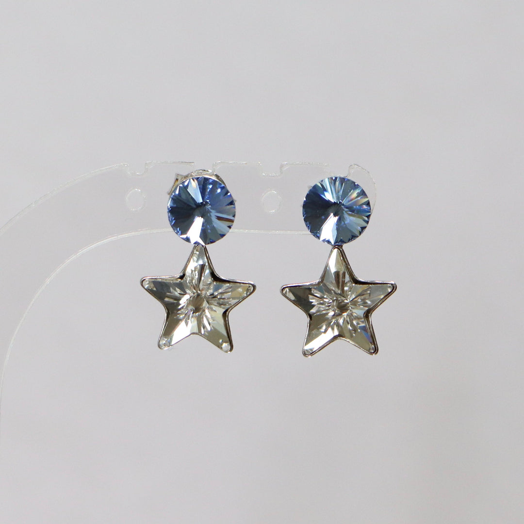 Boucles d'oreilles avec cristaux Swarovski, collection SEVER, cristal/bleu, argent rhodié