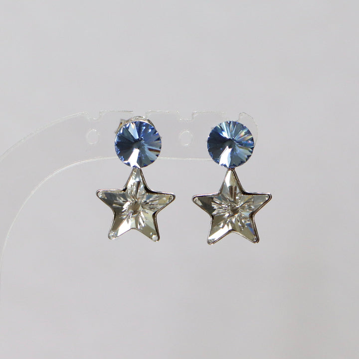 Boucles d'oreilles avec cristaux Swarovski, collection SEVER, cristal/bleu, argent rhodié