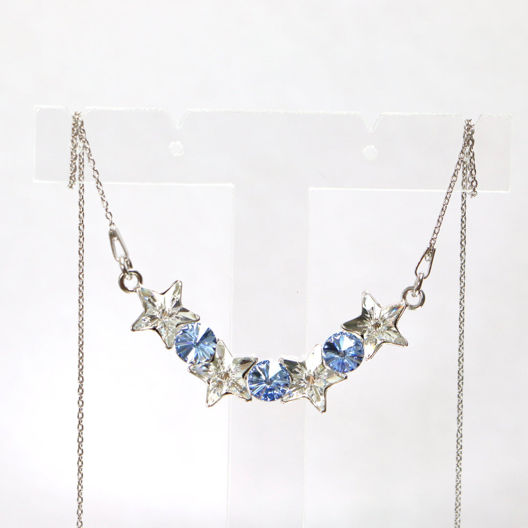 Collier avec cristaux Swarovski, collection SEVER, cristal/bleu, argent rhodié