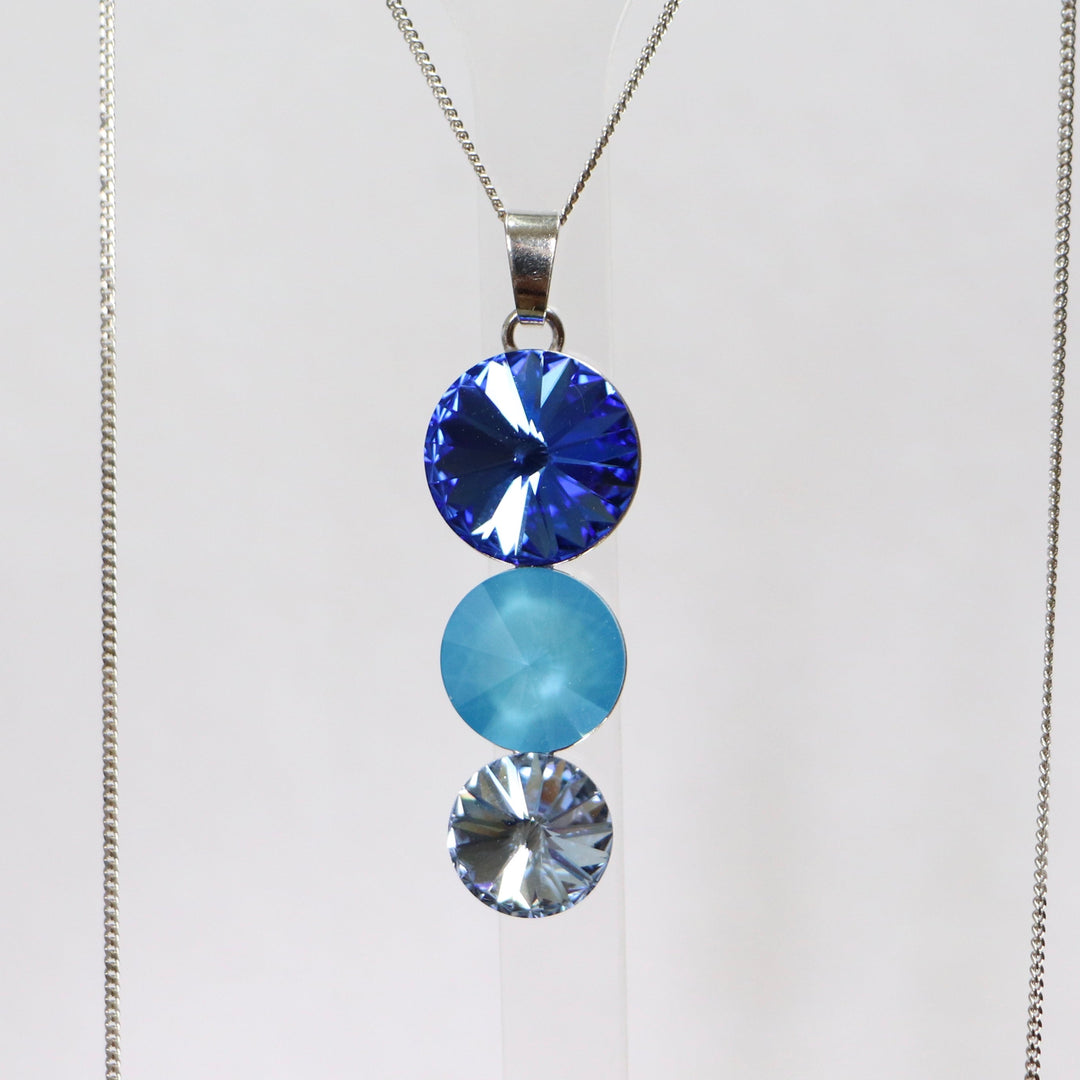 Pendentif avec cristaux Swarovski, bleu, argent rhodié, TRIO
