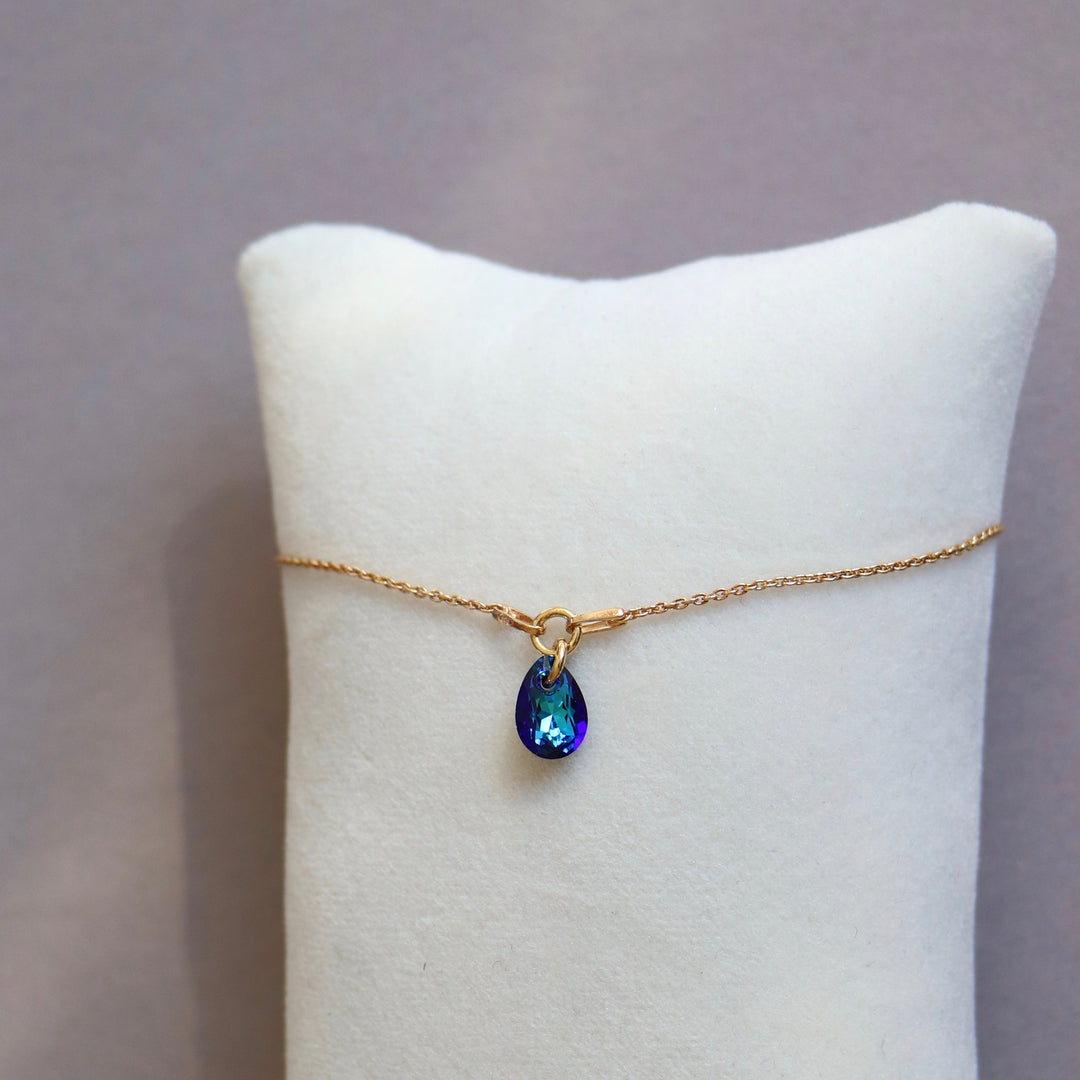 Bracelet avec cristaux Swarovski, argent doré, bleu Bermuda, KATE