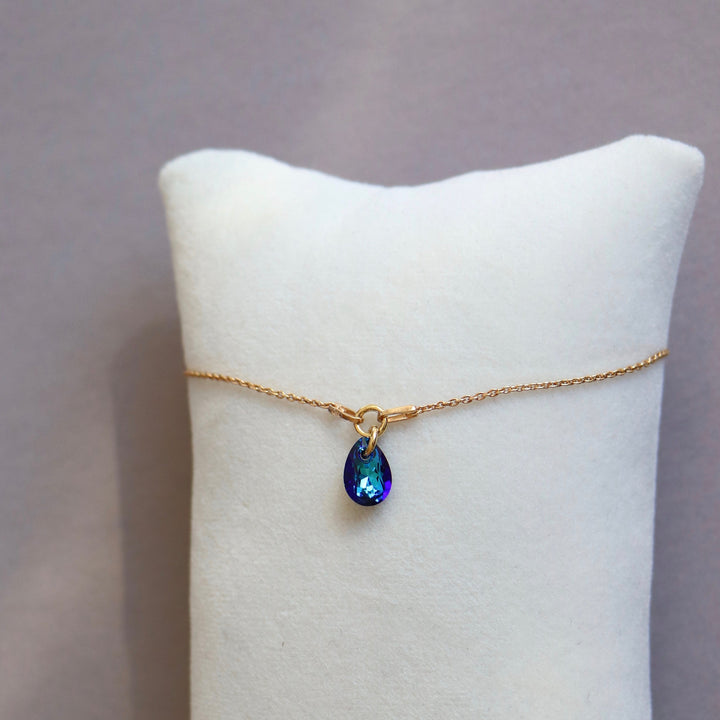 Bracelet avec cristaux Swarovski, argent doré, bleu Bermuda, KATE