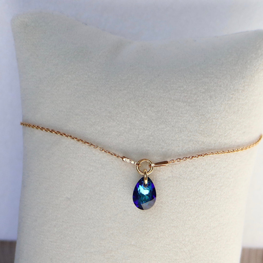 Bracelet avec cristaux Swarovski, argent doré, bleu Bermuda, KATE