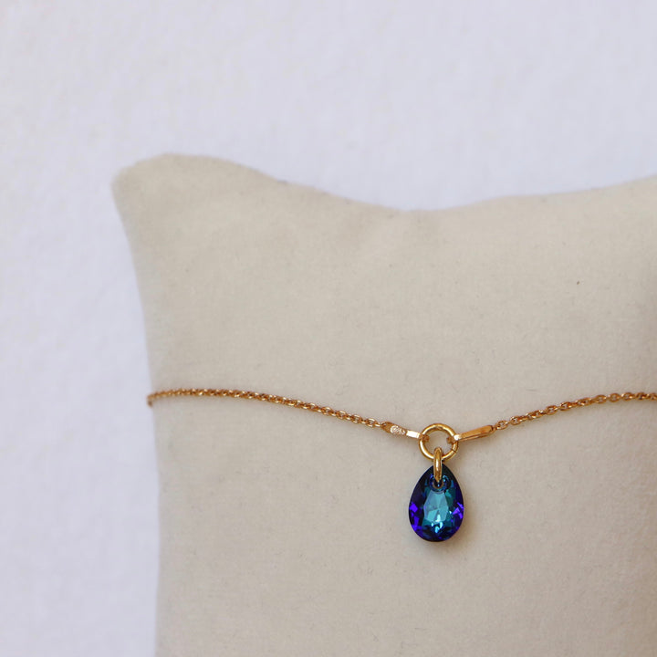Bracelet avec cristaux Swarovski, argent doré, bleu Bermuda, KATE