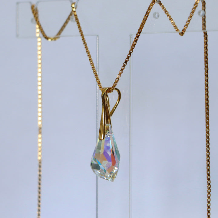 Boucles d'oreilles, cristaux Swarovski, argent doré, cristal AB, POLY