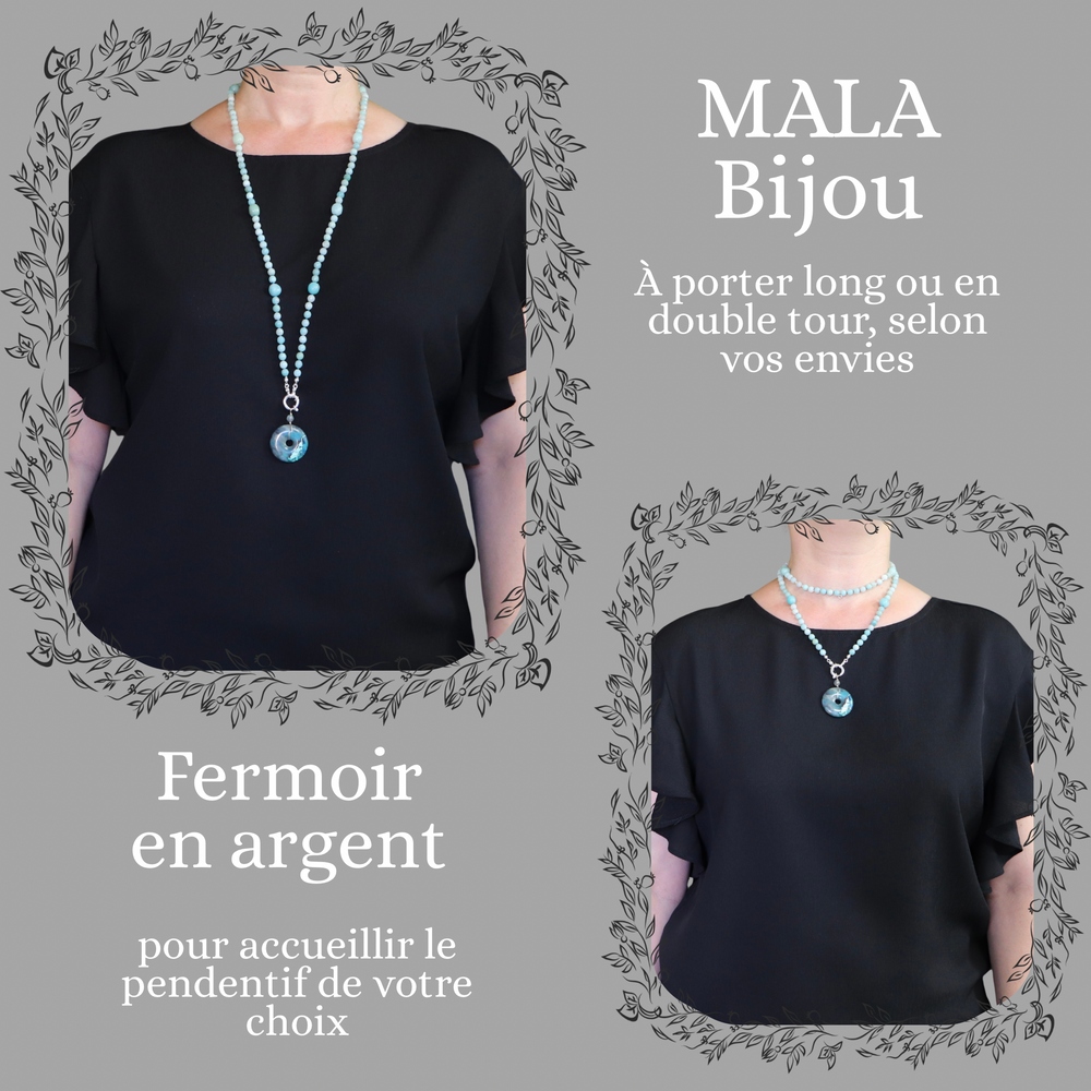 Collier MALA en amazonite et Pendentif en shattuckite