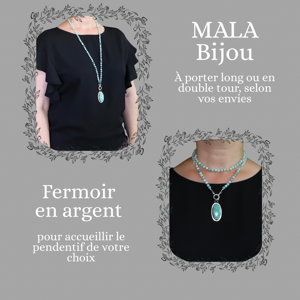 Collier MALA en amazonite et Pendentif en amazonite