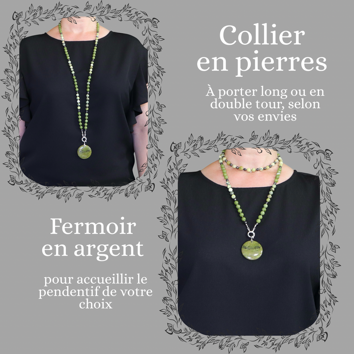 Collier MALA et Pendentif en serpentine