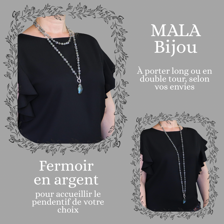 Labradorite Mala Necklace with Labradorite Pendant