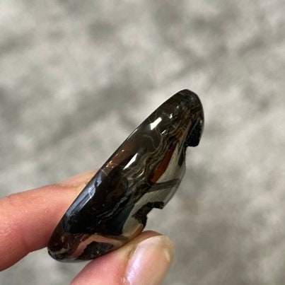 Ammonite pyritisée, AM_P024, taille cabochon, 59x44x11 mm; 29g;