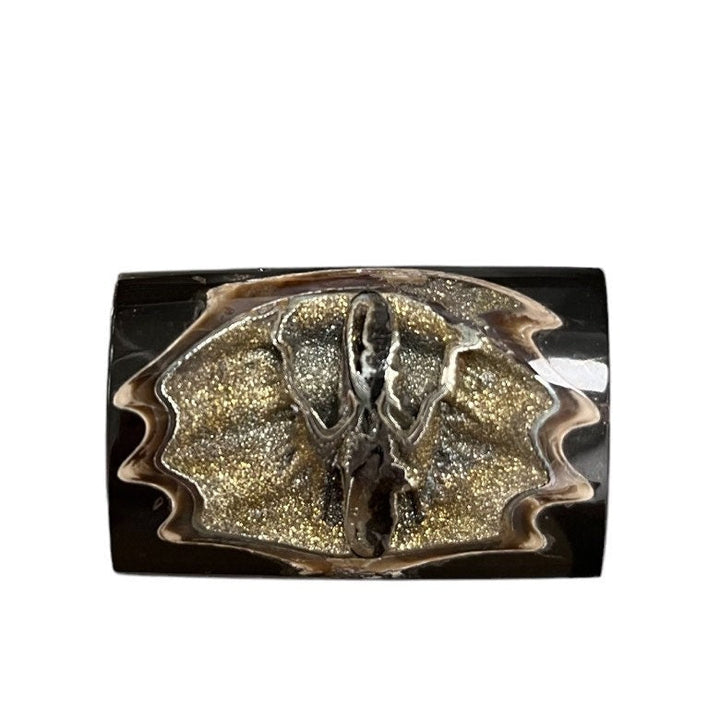 Pyritisierter Ammonit, AM_P036, Cabochongröße, 42x36x8 mm; 18,4 g;