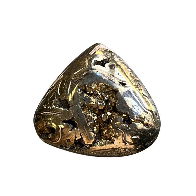 Pyritisierter Ammonit, AM_P112, Cabochongröße, 24 x 21 x 6 mm; 5,6 g