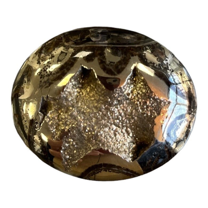 Pyritisierter Ammonit, AM_P064, Cabochon-Schliff, 46x37x10 mm; 26,8 g;