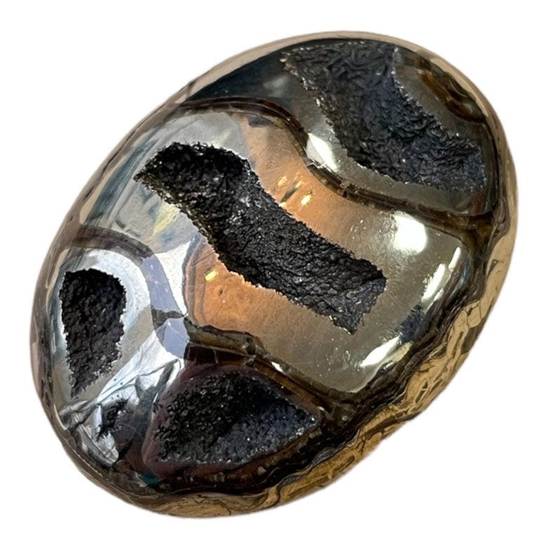 Ammonite pyritisée, AM_P024, taille cabochon, 59x44x11 mm; 29g;