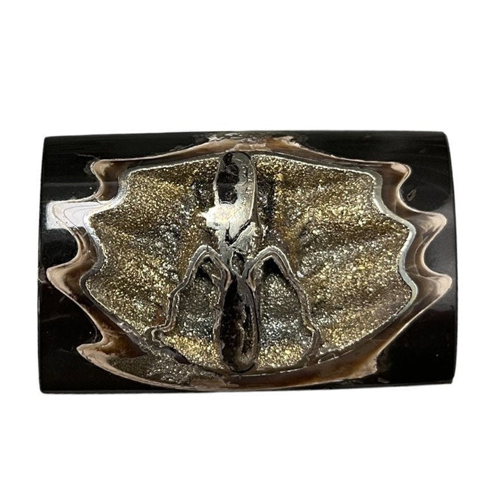 Pyritisierter Ammonit, AM_P036, Cabochongröße, 42x36x8 mm; 18,4 g;