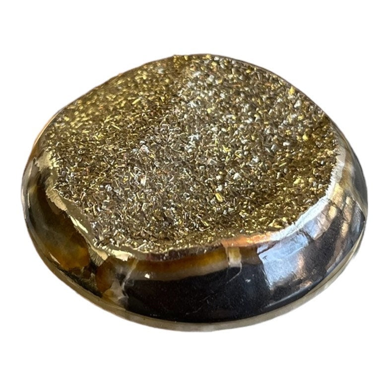 Pyritisierter Ammonit, AM_P008, Cabochongröße, 44 x 44 x 12 mm; 32 g;