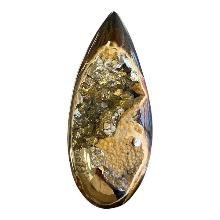 Ammonite pyritisée, AM_P033, taille cabochon, 58x24x10 mm; 22.6g;